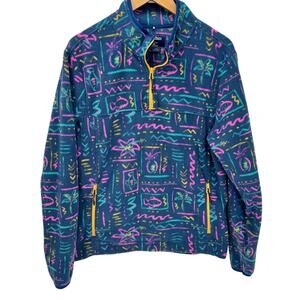 Chubbies Fleece Jacket Mens Large Chilly Vibe 1/4 Zip Pullover Blue Coastal